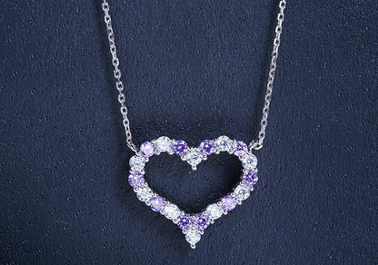 Dazzling Heart Necklace - Amethyst - VivereRosse