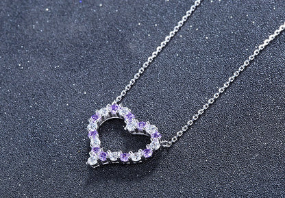 Dazzling Heart Necklace - Amethyst - VivereRosse