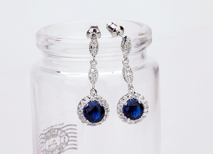 Monroe Link Earrings - Sapphire Blue