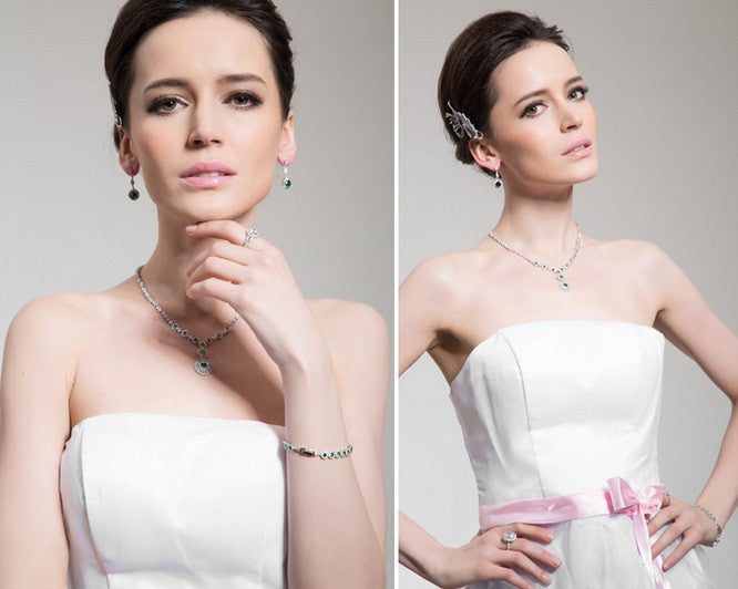 Monroe Link Earrings - Emerald Green