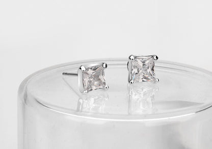 Square Solitaire Stud Earrings