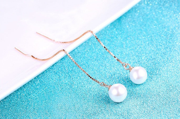 Luminous Pearl Drop Earrings - Silver