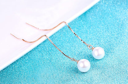 Luminous Pearl Drop Earrings - Silver