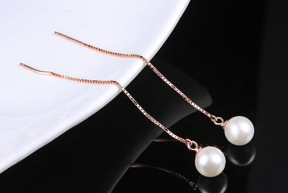 Luminous Pearl Drop Earrings - Silver