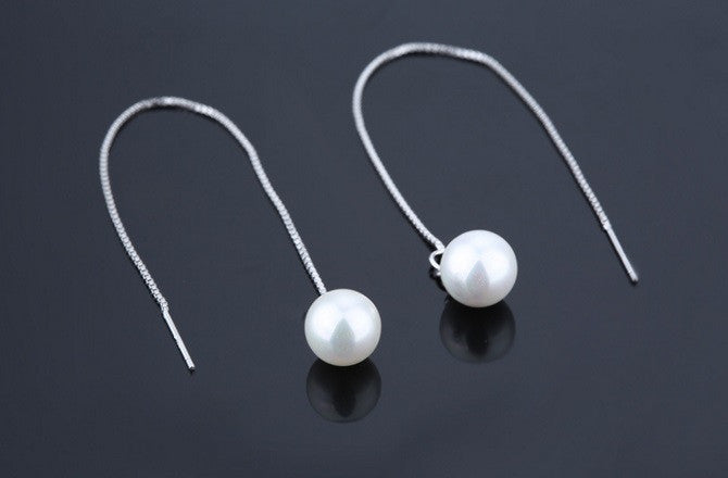 Luminous Pearl Drop Earrings - Silver