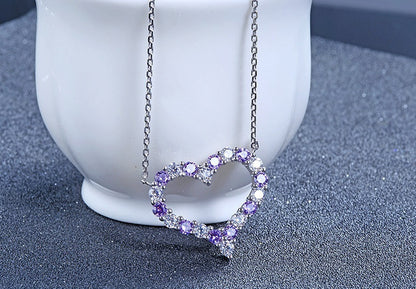 Dazzling Heart Necklace - Amethyst - VivereRosse