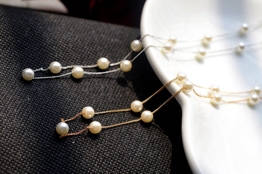 Snowy Dewdrops Pearl Necklace