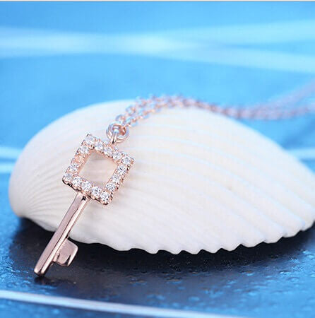 Quadrate Key Necklace - Rose Gold