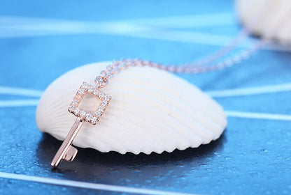 Quadrate Key Necklace - Rose Gold