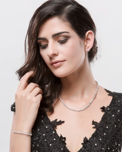 Classy Solitaire Tennis Necklace