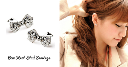 Bow Knot 925 Sterling Silver Jewelry Set (Earrings + Ring) - VivereRosse
